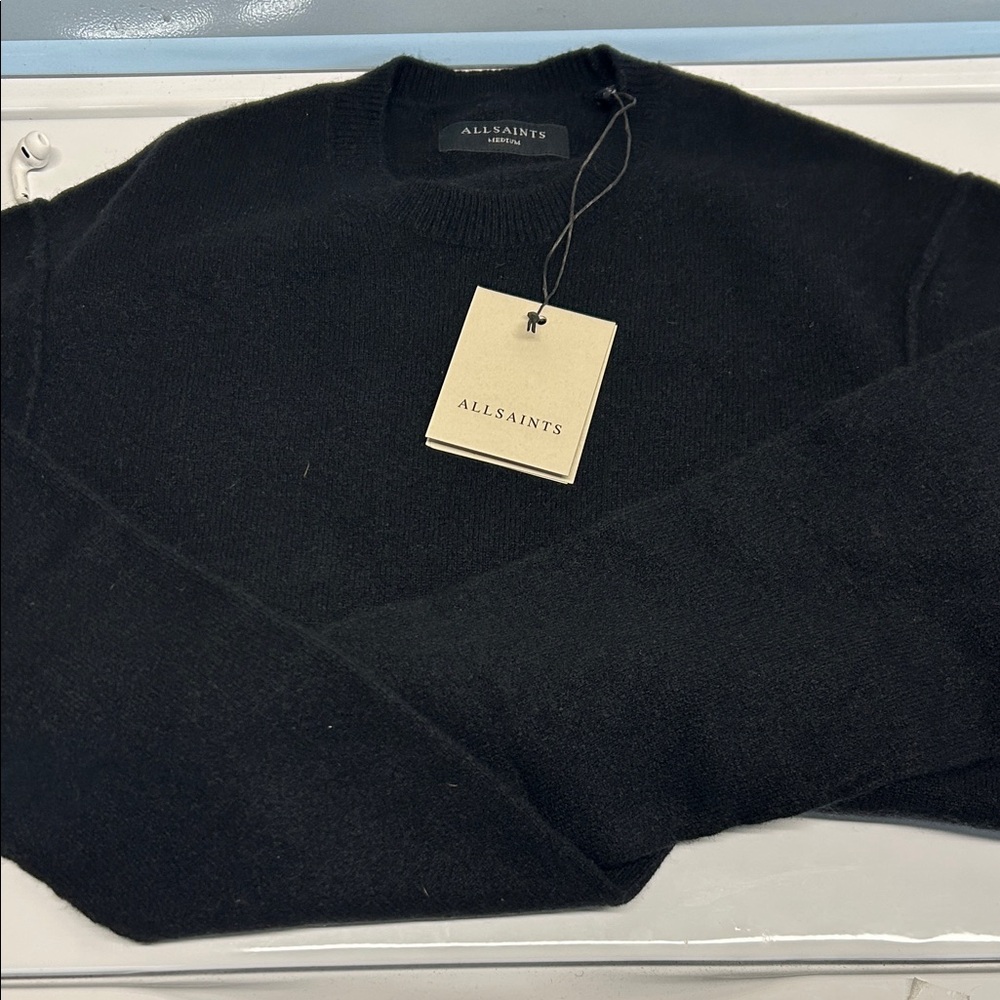 All Saints Jet Black Crewneck Sweater